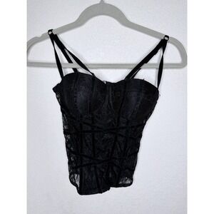 Y2K Charlotte Russe Corset Bustier S Black Lace Whimsigoth Dark Romantic Fairy